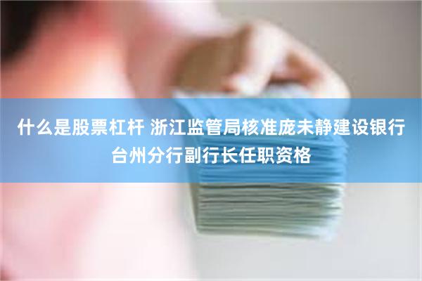 什么是股票杠杆 浙江监管局核准庞未静建设银行台州分行副行长任职资格